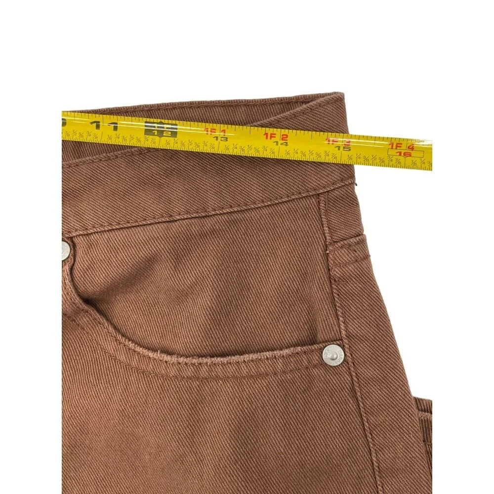 Women’s 100% Cotton High Rise Brown Distressed Wide Leg Jeans Size 11 - Picture 10 of 12
